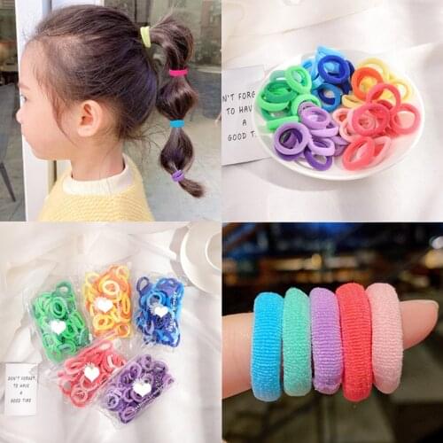 50pcs Baby Girls Colorful Small Elastic Hair Bands with Bags Kids Headband Rubber Band Children Ponytail Holder Hair Accessories