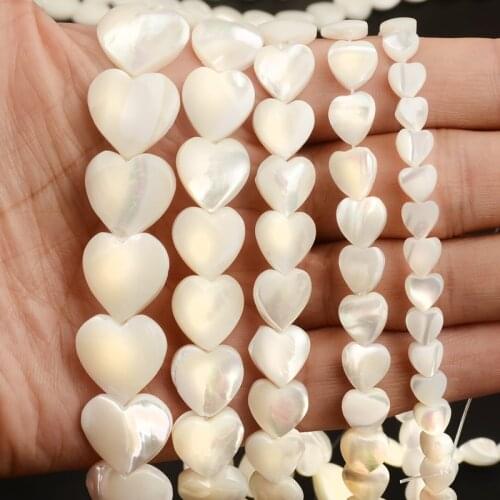 6/8/10/12/15mm White Heart Shape Natural Trochus Shell Stone Beads Loose Beads For Jewelry Making DIY Accessories