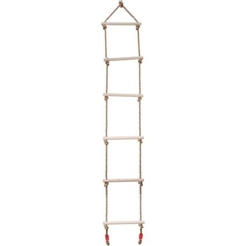 6-Level Wooden Rope Ladder Multi-Step Ladder Indoor and Outdoor Safety Sports Ropes Fitness Toys for Children and Adults