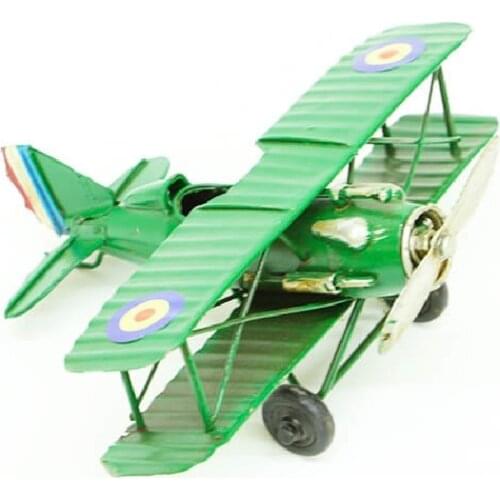 Antique Decor Metal Vintage Green Airplane Creative Desktop Trinket Miniature Gift Nostalgic Handmade Hand Painted Quality