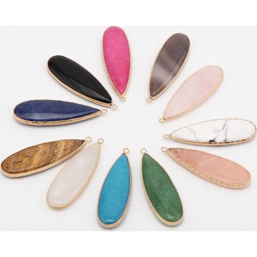 Beadsland colorful long water drop pendant nature stone water drop pendant DIY nature stone women men pendant necklace