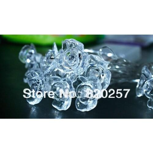 Free shipping 2pcs/lot led string with rose shape10m 100leds christmas decorative light AC220V with controller and plug