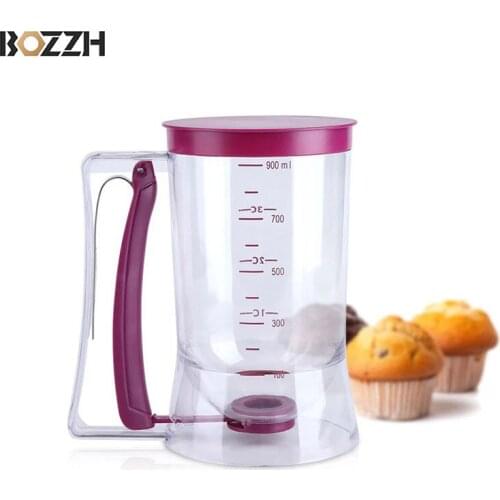BOZZH New 900ML Plastic Batter Dispenser Cup With Scale Handheld Batter Mixing Bottle Cupcake Funnel Batter Dispenser