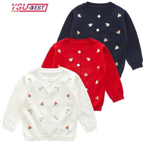 Spring Autumn Knitted Cardigan Baby Girl Sweater Embroidery Cotton Tops Baby Childrens Clothing Sweater Jacket Kids Wear Coats