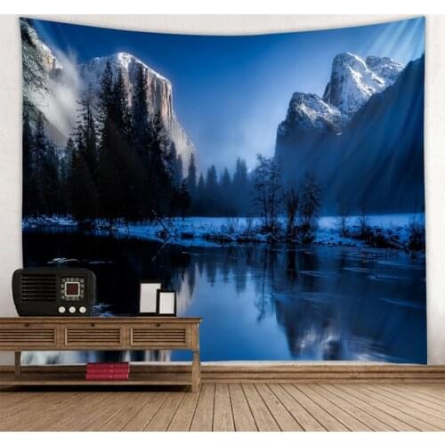 Tapestry Decoration Blanket Picnic Table Cloth Hanging Home Bedroom Living Room Dormitory Decoration Mountain Lake Woods Snow
