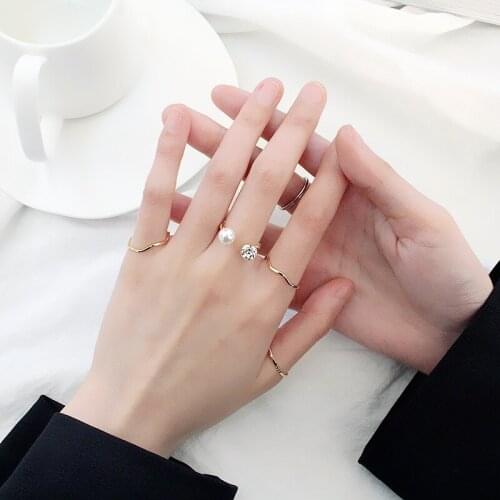 Corrugated Multi-piece Set Ring for Women Simple Zircon Fine Opening Nuckle Ring Korean Fashion Party Jewelry Trend 2020 New