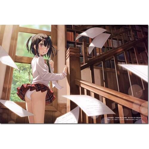 Artistic Paintings Library Japanese Girl Posters Canvas Wall Art Picture and Prints for Living Room Decor