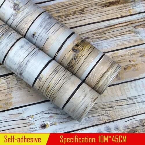 KAMANNI Wood Grain Paste Furniture Cabinet Desktop Renovation Self-adhesive Wallpaper Dormitory Decoration Background Wall Paper