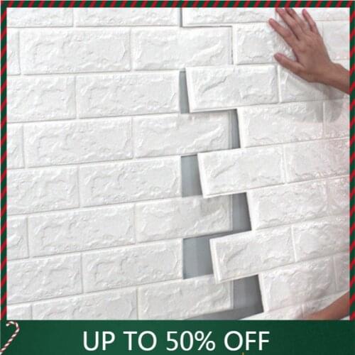 Brick Wall Stickers DIY 3D PE Foam Wallpaper Sticker for Bedroom Decal Decoration Embossed Self-adhesive 3d Panels Kitchen Decor