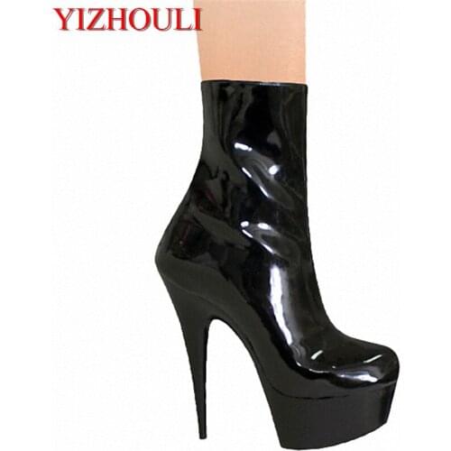 Classics Black 15cm Platforms Boots High Heel Shoes, Pole Dance / Model Shoes, 6 Inch Ankle Boots, Sexy Bootie