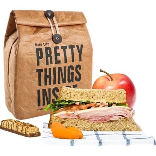 Brown Paper Lunch Bag Reusable Box Sack Durable Insulated Thermal Paper Bag Snack Cooler Picnic Container Fabulous