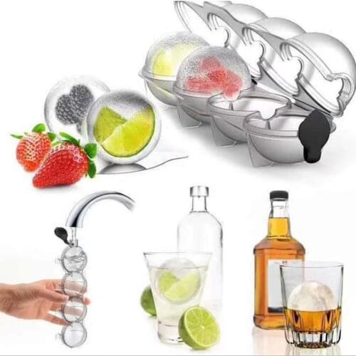 Round 4 Cavity Ice Mould Ice Ball Maker DIY Ice Cream Mold Plastic Whiskey Ice Cube Tray Bar Accessories Tool Форма Для Льда