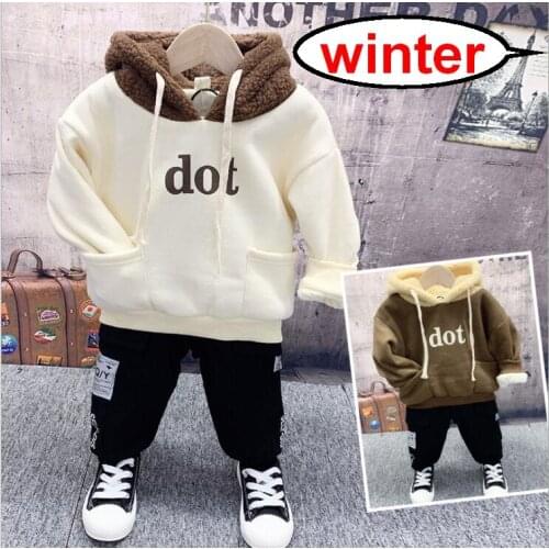 2019 New Baby winter Long-sleeved Suit Childrens think hoodie and thick pants Boys Sets Childrens Toddler Clothing Sets 2-6Y