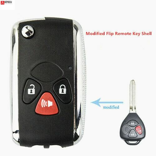 Keyecu New Modified Flip Remote Key Shell Fob 3 Button for Toyota Yaris Scion TC Hilux 4Runner 2005 2006 2007 2008