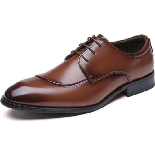 New four seasons business casual single shoes dress shoes mens leather Japanese gentlemens party wedding shoes V1.10