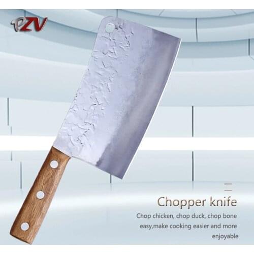 PZV Chef Knife Handmade Forged High-carbon Clad Steel Kitchen Knives Cleaver Filleting Slicing Broad Butcher Knife Kitchen Knife