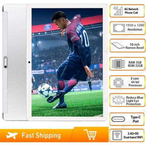 10 inch Octa Core Tablet pc Android 9.0 3GB RAM 64GB 1920x1200HD Screen 5G wifi 8.0MP Cameras 4G LTE Phone tablet GPS Pad