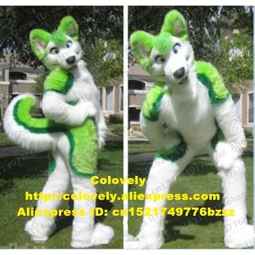 Plush Furry Green Husky Dog Fox Wolf Fursuit Mascot Costume Adult Cartoon Character Outfit Mega-event Advertising Drive zz7596