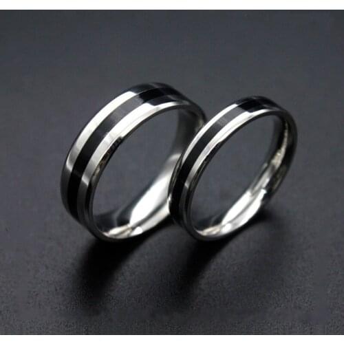 Simple black silver Color Stainless Steel Ring Lover Couple 4mm 6mm Width Ring for Women Men Vintage Cool Rings Drop Shipping