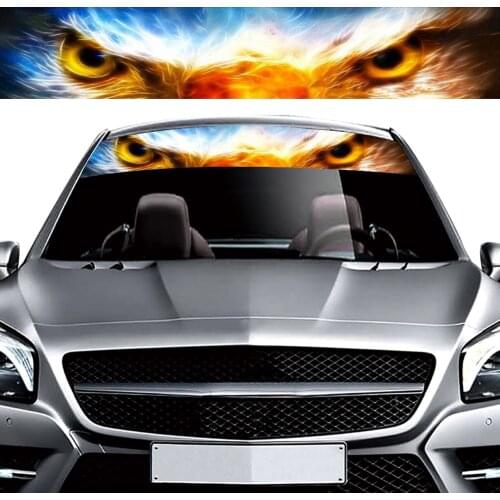 3D Transparent Car Front Windshield Sticker PVC Vinyl Wrap Film Styling Eagle Wolf Front Windshield Foils