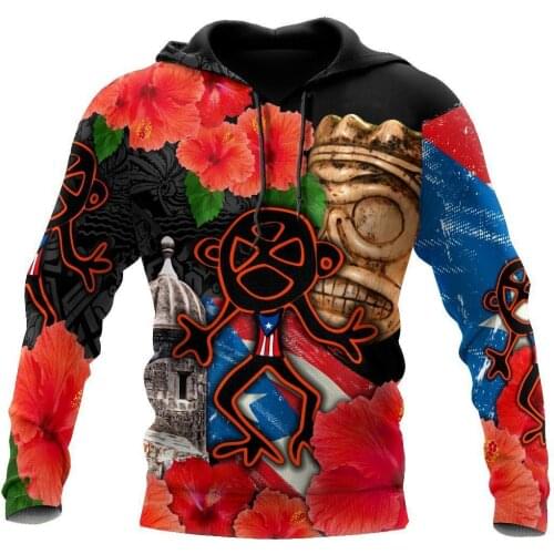 Puerto Rico Sol Taino With Maga Flower 3D Print Jacket Men/Women Harajuku Hoodie Casual Streetwear Sweatshirt Pullover Sudaderas