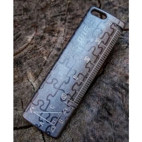 Grating Ruler Measurement Titanium Metal Ruler Multi-function Measurement Drawing Geometry Tool Mini Portable EDC