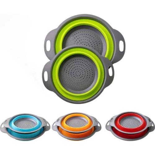 Silicone Folding Drain Basket Creative Retractable Silicone Fruit Vegetable Colander Kitchen Storage Gadgets Sink Strainer