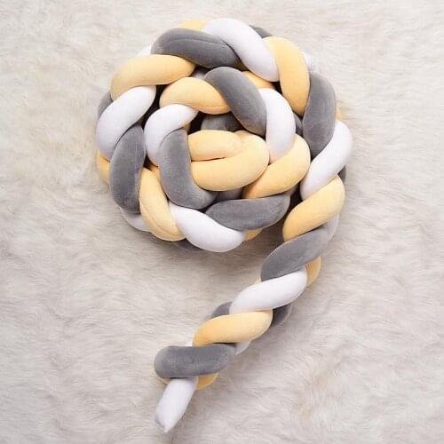 Nordic Long Knotted Braid Pillow Cotton Knot Cushion Decorative Sofa Cushion Baby Bumper Crib Bed Protector Kids Room Decor 1.5m
