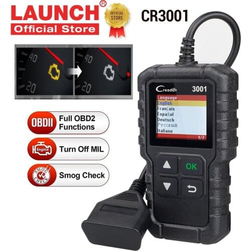 LAUNCH OBD2 Scanner X431 CR3001 Check Engine Full OBDII Functions Car Code Reader Scan tool Turn off warning light free update