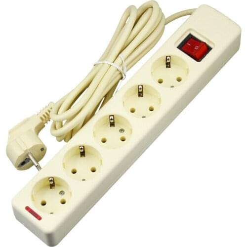 3M Extension Socket 5-Outlet AC Power Strip Adapter with Extension Cord EU Plug Switch Home Office Desk Kitchen Socket Strip