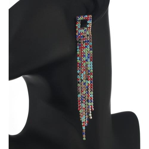 YFJEWE Long tassel rhinestone Earrings For Women Party Jewelry Female Geometric Metal Drop Earring Dangle Girls Gifts E652