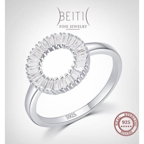 Beitil Dazzling Clear Zircon Round 925 Sterling Silver Finger Ring For Women Classic Luxury Wedding Accessories Jewelry GIFT