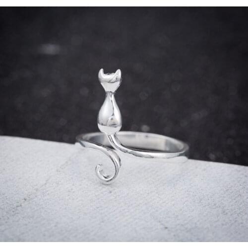 SMJEL Elegant Long Tail Kitty Cat Rings for Women Sex Animal Cat Cuff Rings Anillos Jewelry Gifts for Birthday SYJZ100