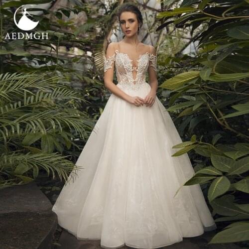 Aedmgh A-Line Beach Wedding Dresses 2021 Sweetheart Off The Shoulder Vestido De Novia Appliques Sequined Backless Bride Dress