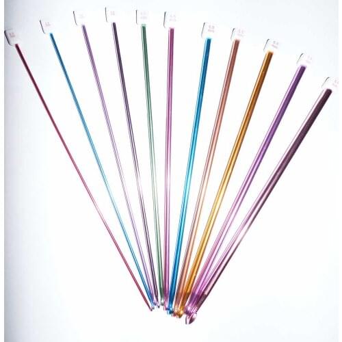 11pcbag 10bag/lot Multi Color Knitted Needlework Crochet Stainles Knitting Needle Hooks DIY Tool 27cm Single Point Long Crochet