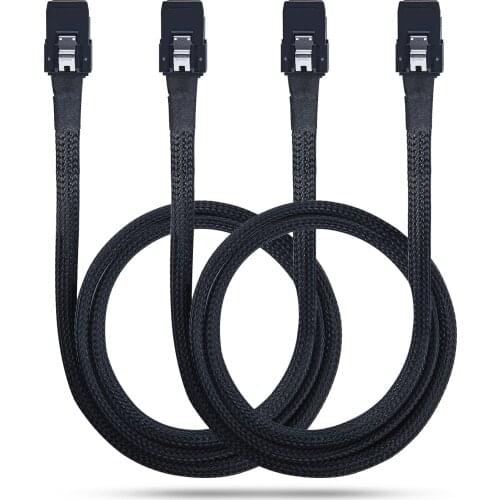 12G Internal Mini SAS HD SFF-8643 to SFF-8643 Cable, with Sideband, 100-Ohm, 0.8-m(2.6ft), 2 Pack