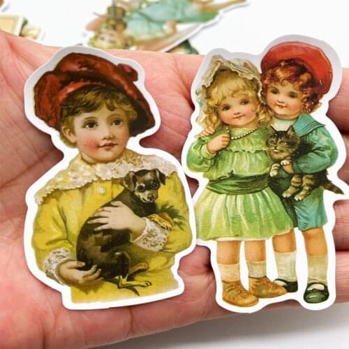 15pcs/bag retro illustration stickers DIY scrapbooking angel baby series photo album journal happy planner decoration stickers