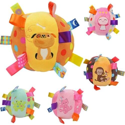 15cm Baby Rattle Hand Grasp Ball Infant Cute Cartoon Animal Early Education Developmental Stuffed Plush Toys Mobile Phone Straps