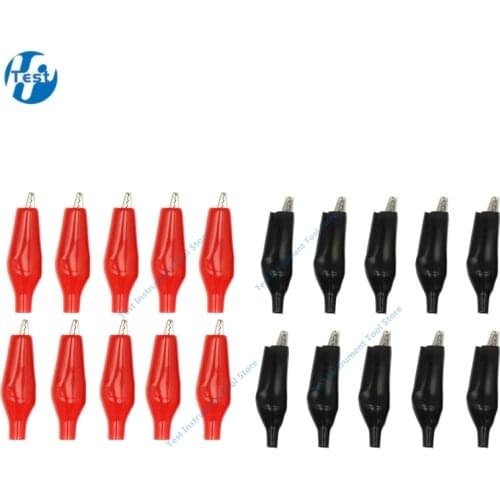20 Pcs 28MM Black Red Soft Plastic Coated Testing Probe Mini Alligator Test Clips