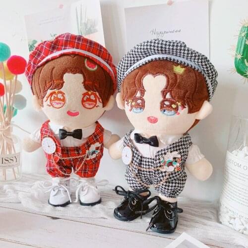 20cm Plush Dolls Gentlemans suit Clothes Outfit Accessories for Korea Sean Xiao EXO Idol Dolls Bodysuit Clothing Fans Gift