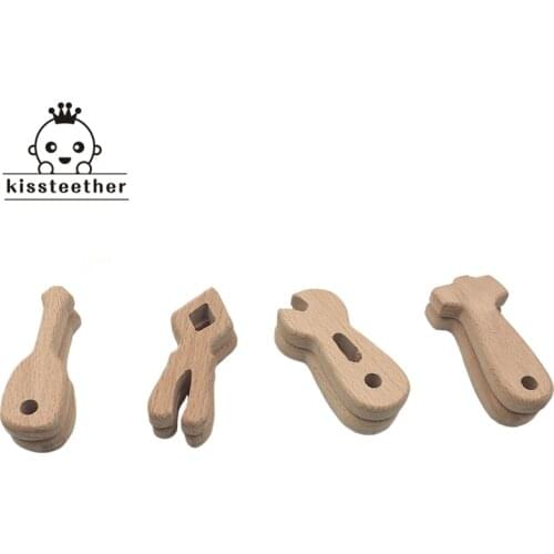4pcs/1set Wooden Tool Pendant BPA Free Wooden Teether Toy Hand Cut Pendant For Nursing Necklace Charms Baby Teether