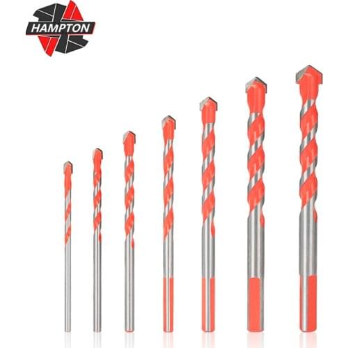 5/6/10pcs 3-12mm Threaded Triangle Drilling Bit Carbide Round Handle Orange Overlord Drill Wall Tile Marble Hand Electric Drill