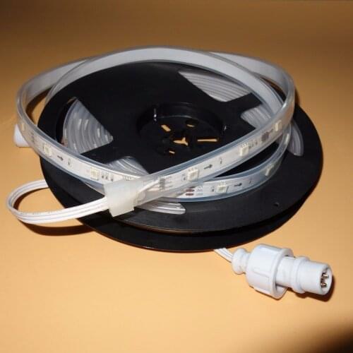 5m DC12V WS2811 (10pixes/m) 150LEDs led digital strip;waterproof in silicon tube;IP66;with waterproof connectors,WHITE PCB
