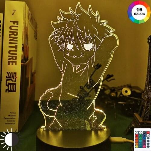 Acrylic 3d Lamp Anime Hunter X Hunter Killua for Bedroom Decor Nightlight Birthday Gift Led Night Light Manga Hxh Killua Cat