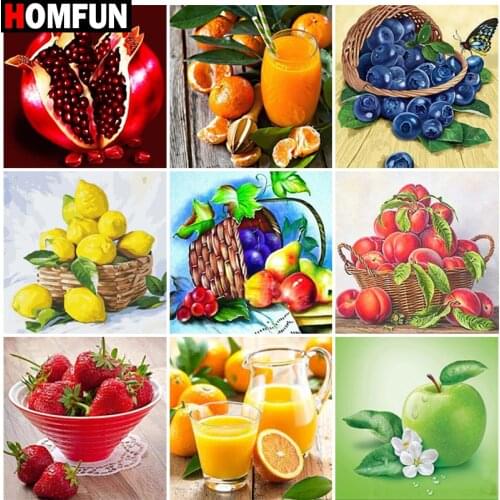 HOMFUN Diy 5d Diamond Painting "Fruit landscape" Cross Stitch Square Round Diamond Embroidery Handwork Rhinestone Art