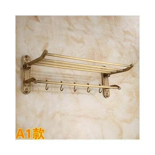 Antique all copper European folding bath towel rack, retro movable towel rack, GY310