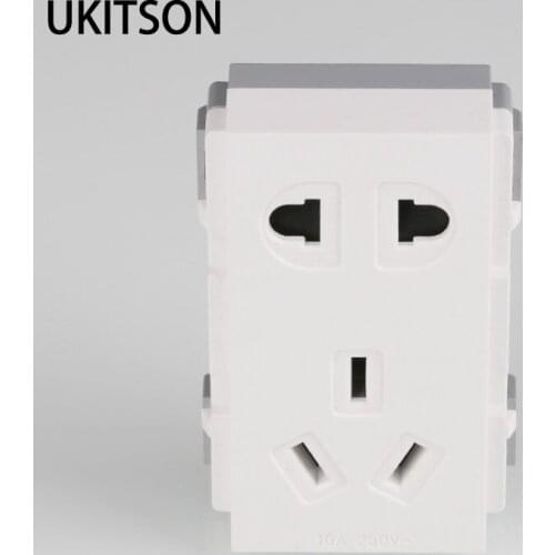 White Color Electric Plug 2 Pins 3pin AC 250V Power Slot 69x36mm Fit For Blank Wall Outlet