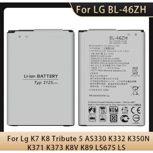 BL-46ZH Phone Battery For LG Leon Tribute 2 K7 K8 LS675 D213 H340 L33 X210 2125mAh Batteries