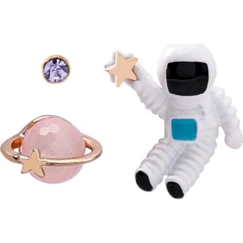 BOEYCJR 3 pcs/set universe astronaut planet stars Stud Earrings Fashion Jewelry Earrings for Women Gift