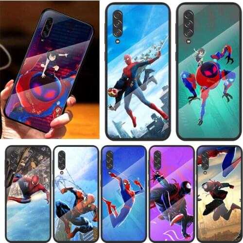Marvel Spider on Air For Samsung Note 20 10 9 8 Ultra Lite Plus 5G A70 A50 A40 A30 A20 A10 Tempered Glass Phone Case